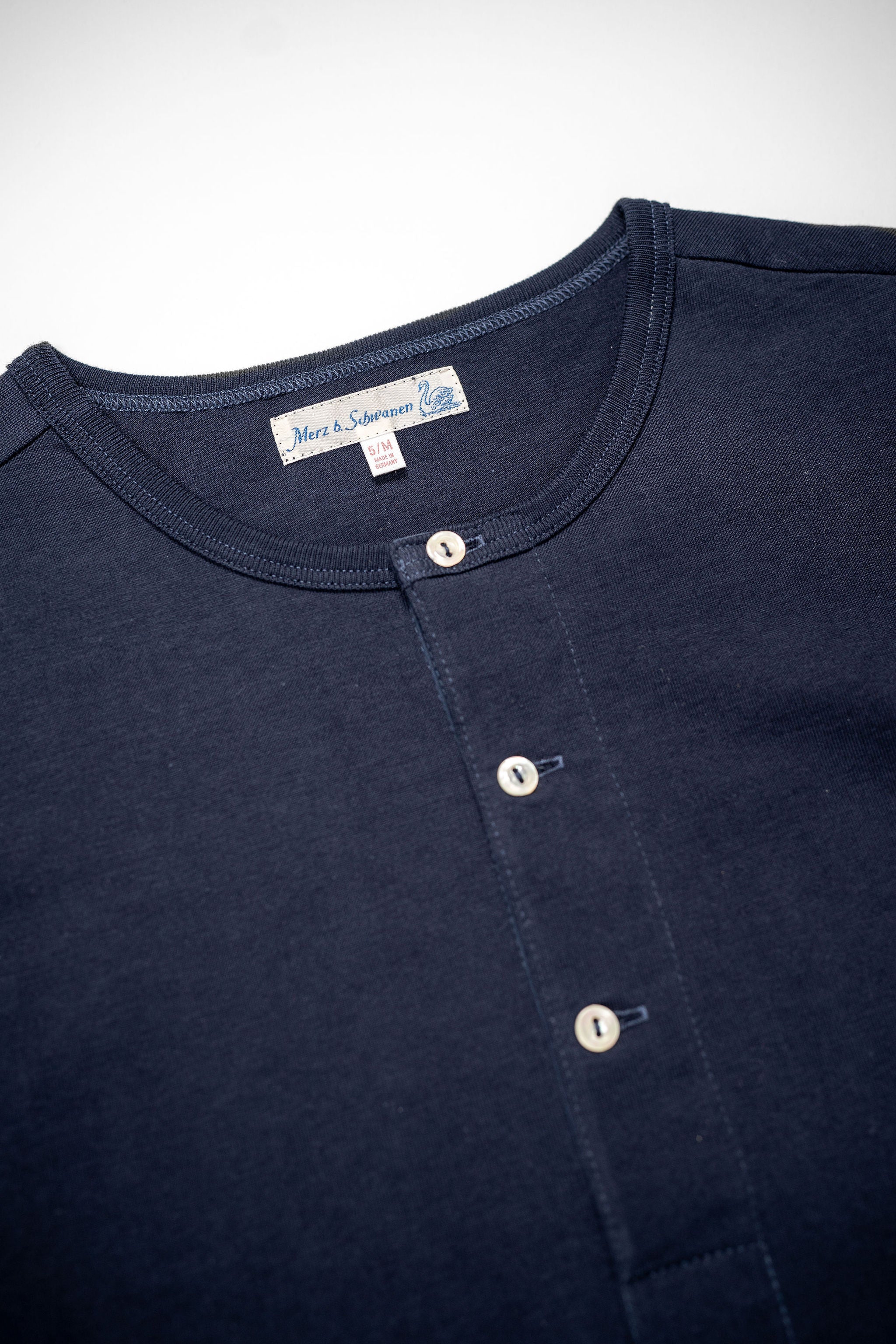 Merz b. Schwanen 206 Henley Long Sleeve - Ink Blue - Image 5