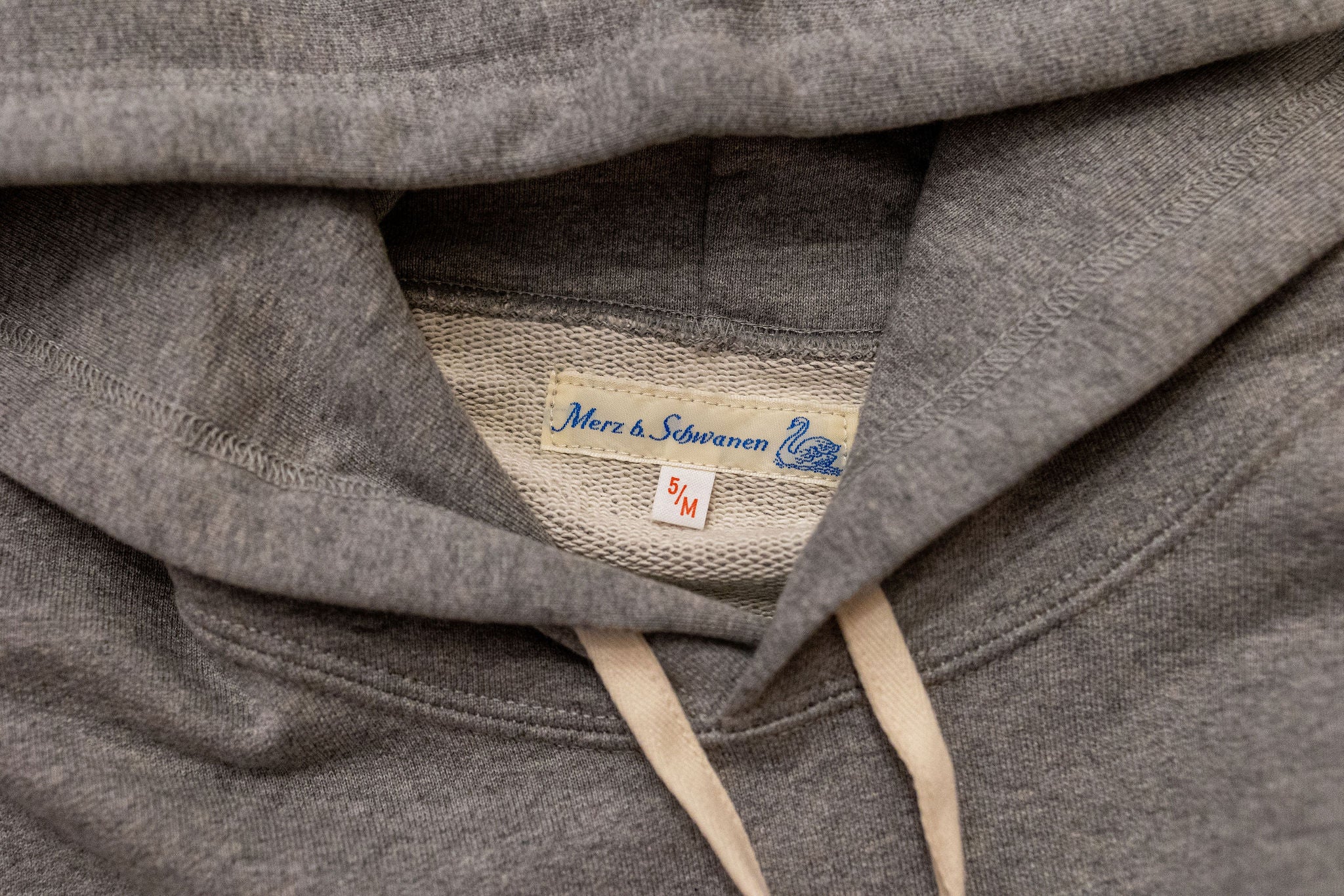 Merz b. Schwanen 382 Loopwheel Hoodie - Grey Melange - Image 8