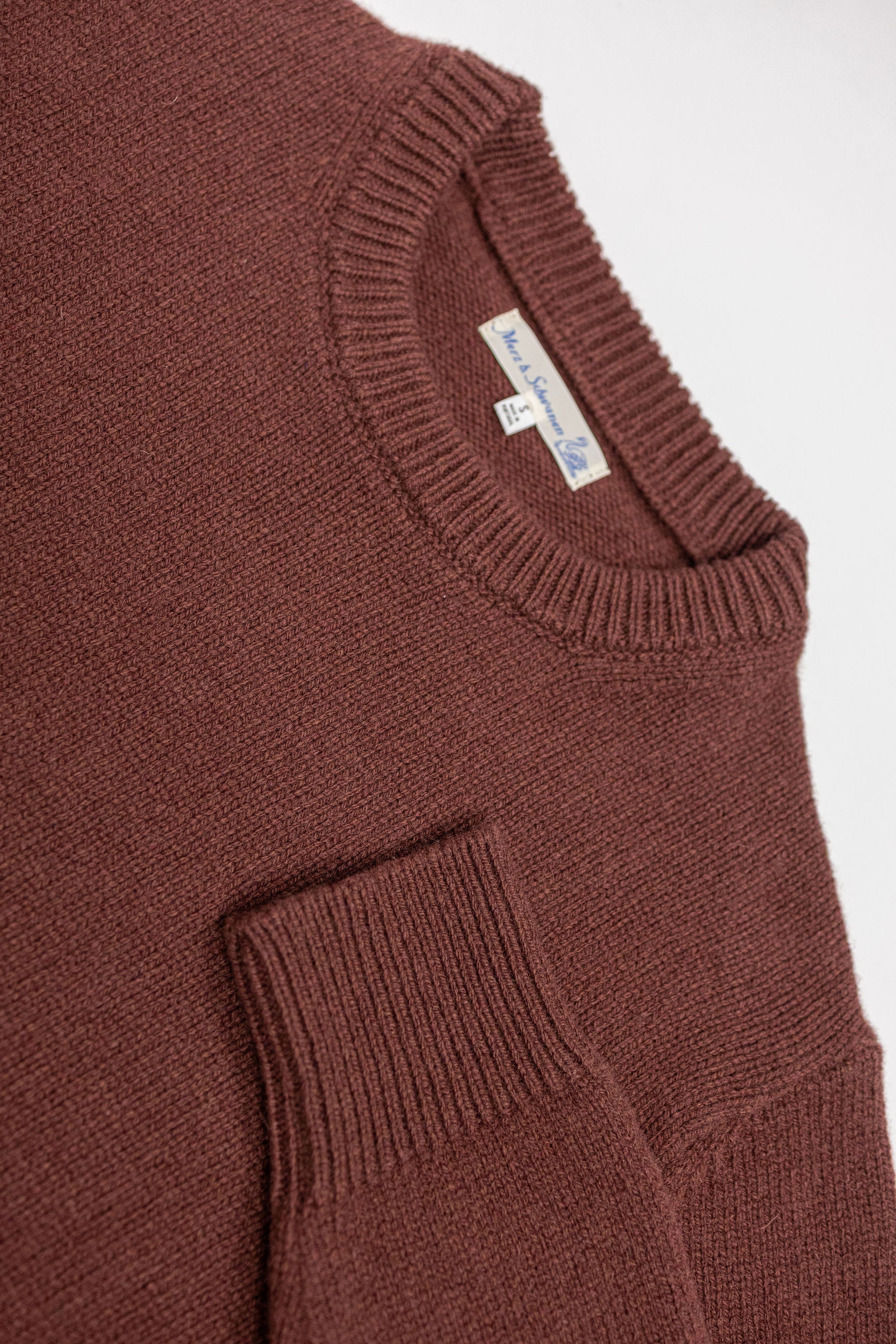 Merz b. Schwanen LOCC01 Crew Pullover Merino Cashmere Blend - Dark Brown - Image 6