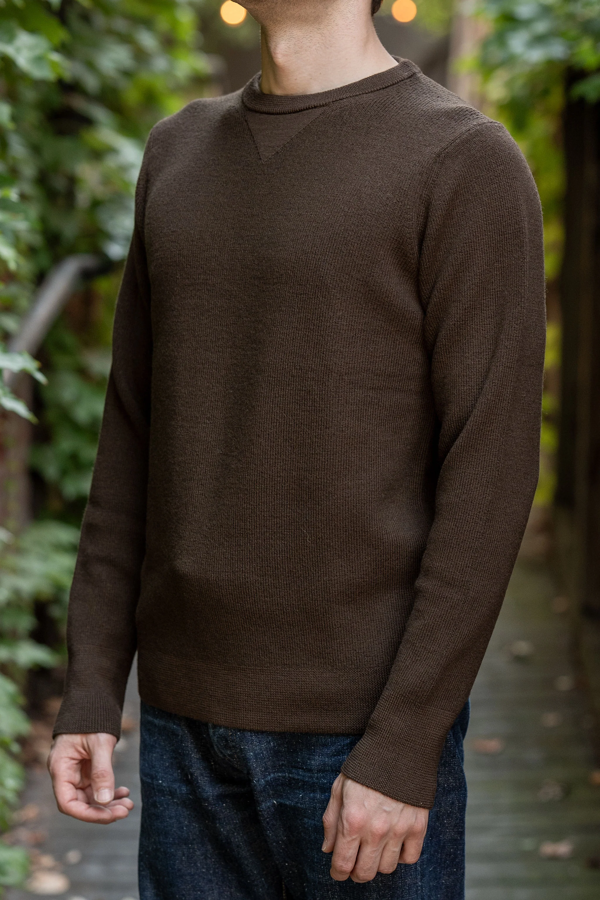 Merz b. Schwanen MWCC01 Pullover Merino Ribbed Structure - Coffee - Image 2
