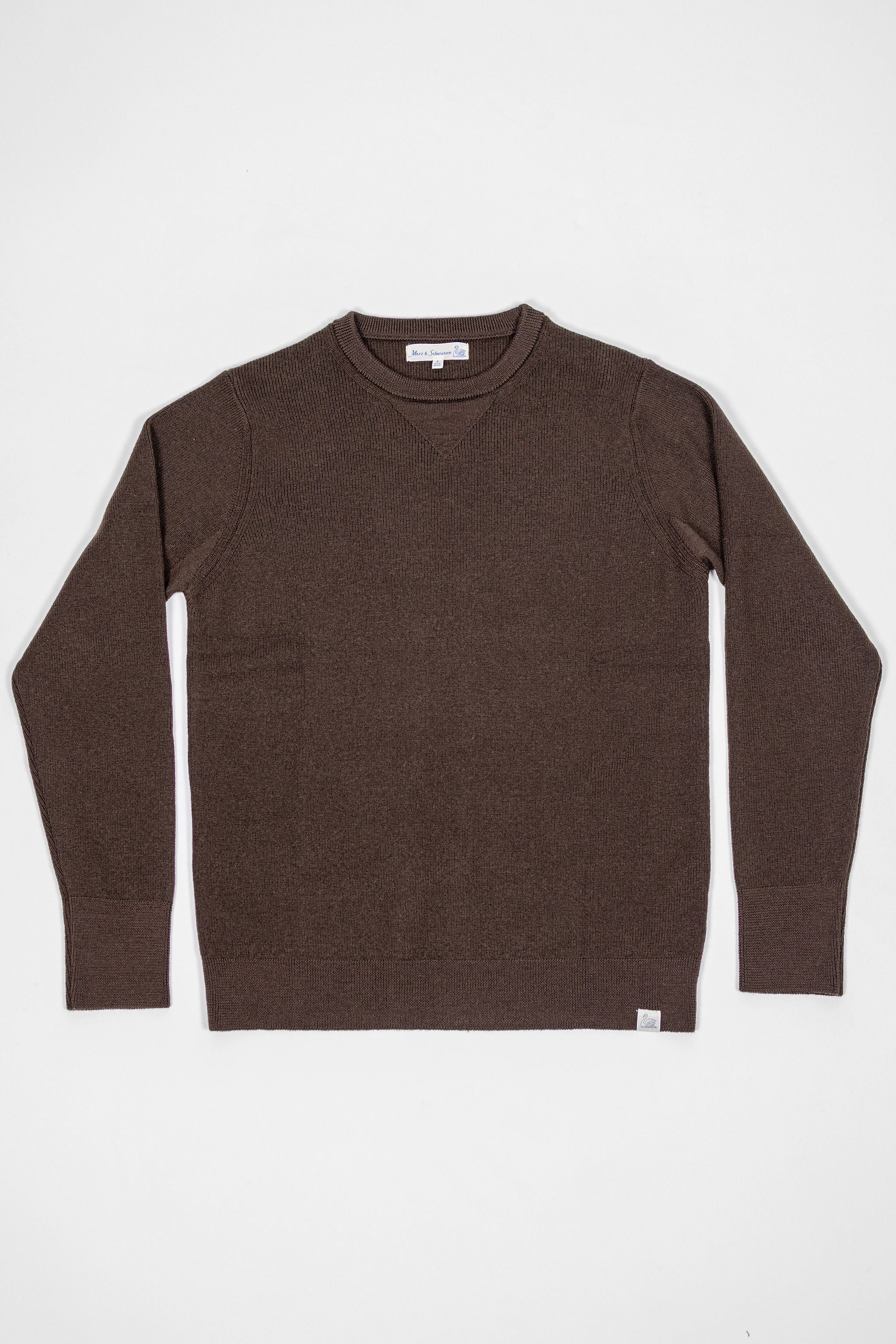 Merz b. Schwanen MWCC01 Pullover Merino Ribbed Structure - Coffee - Image 4