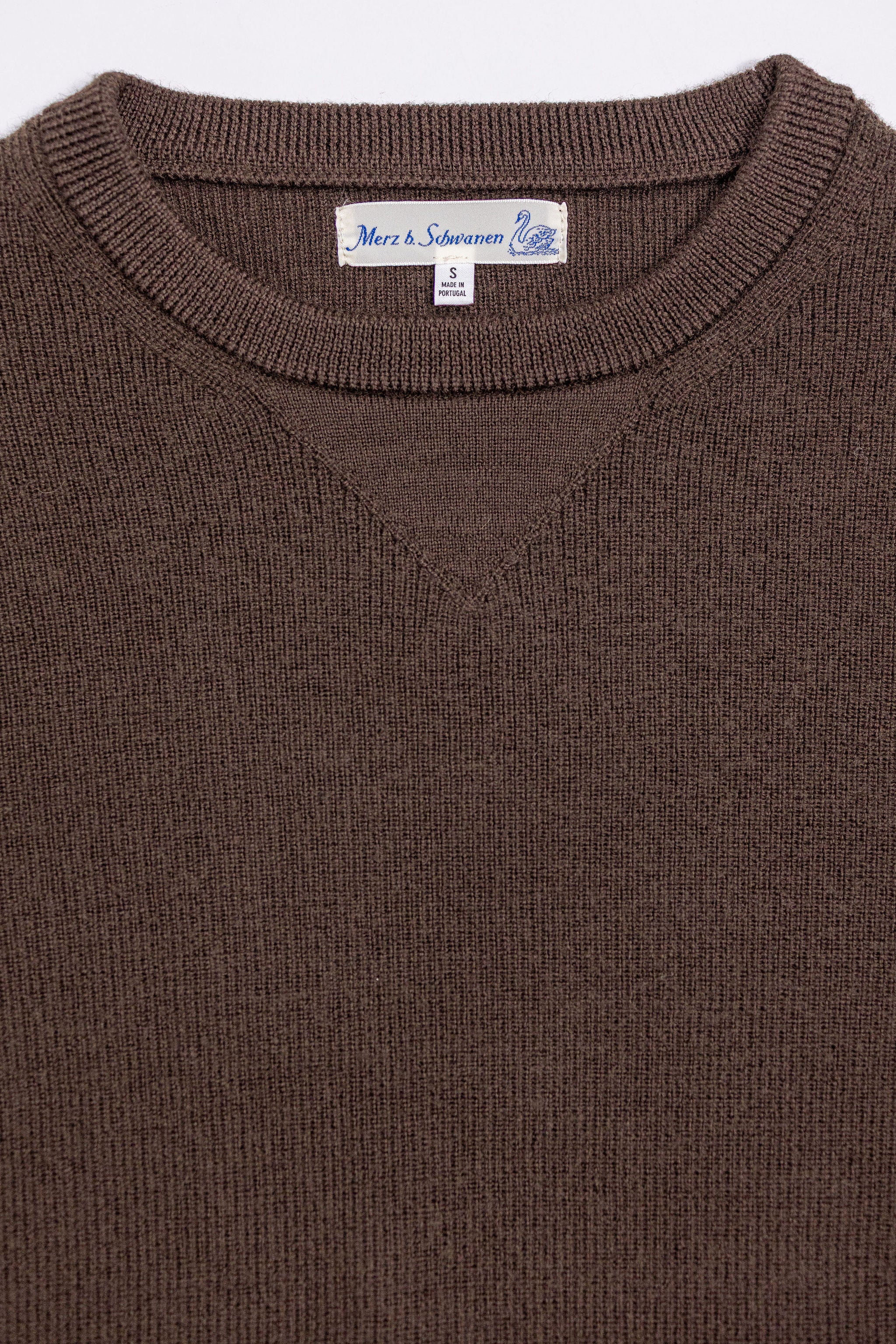 Merz b. Schwanen MWCC01 Pullover Merino Ribbed Structure - Coffee - Image 5