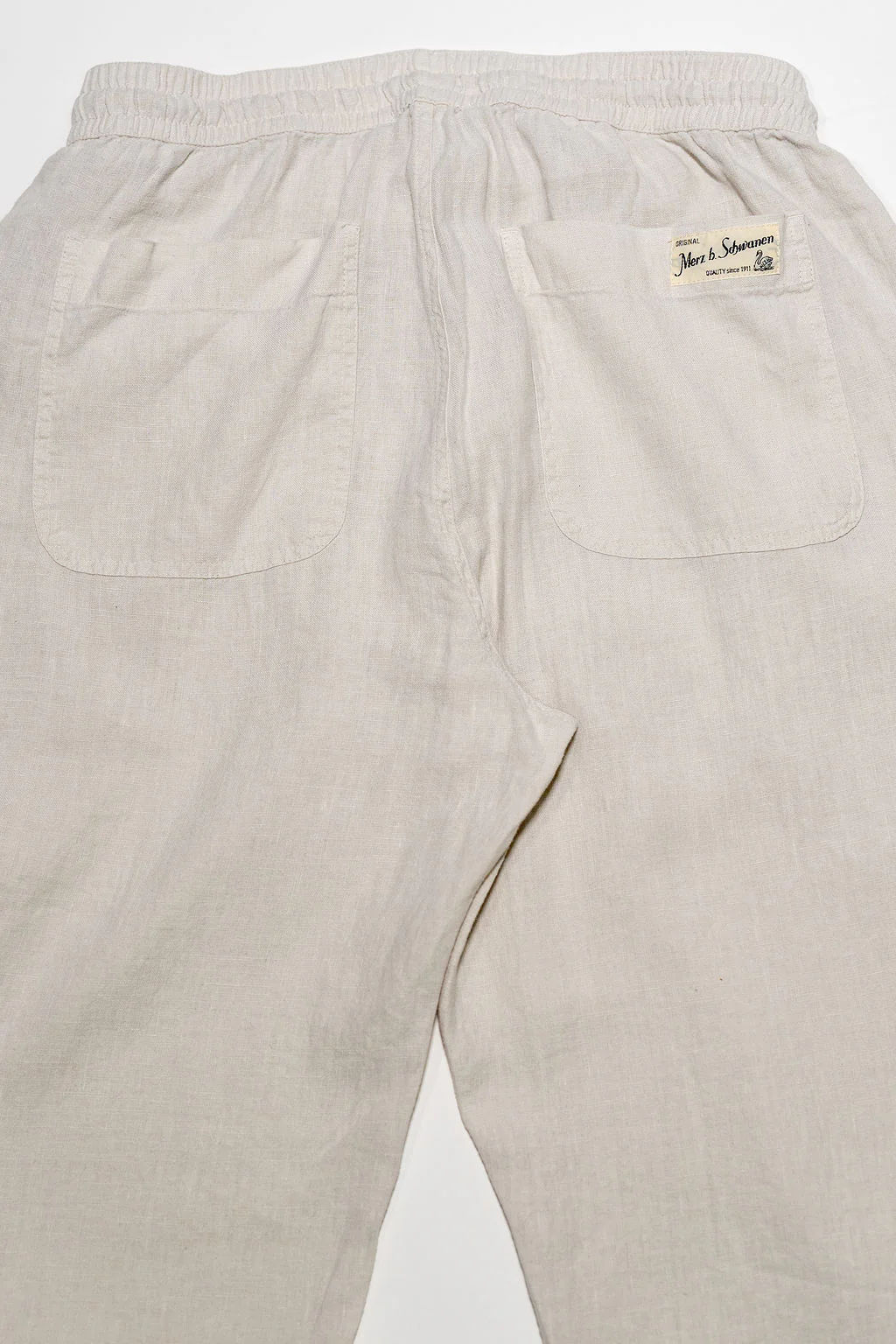 Merz b. Schwanen PANTS05LI Linen Workers Drawstring Pants - Light Stone - Image 5