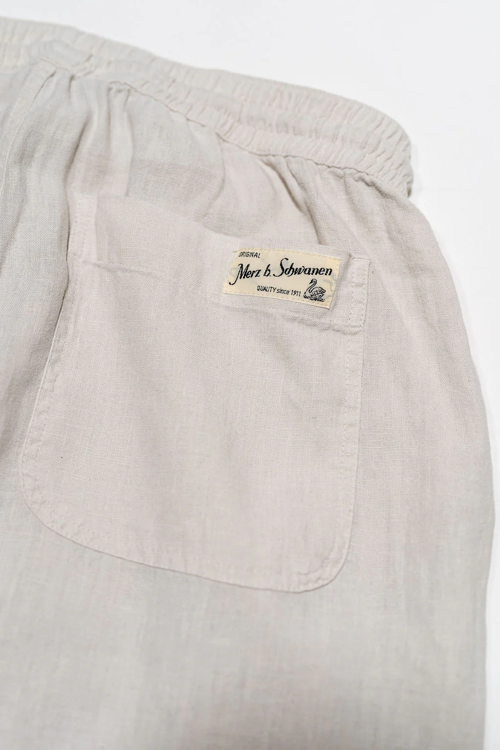Merz b. Schwanen PANTS05LI Linen Workers Drawstring Pants - Light Stone - Image 6