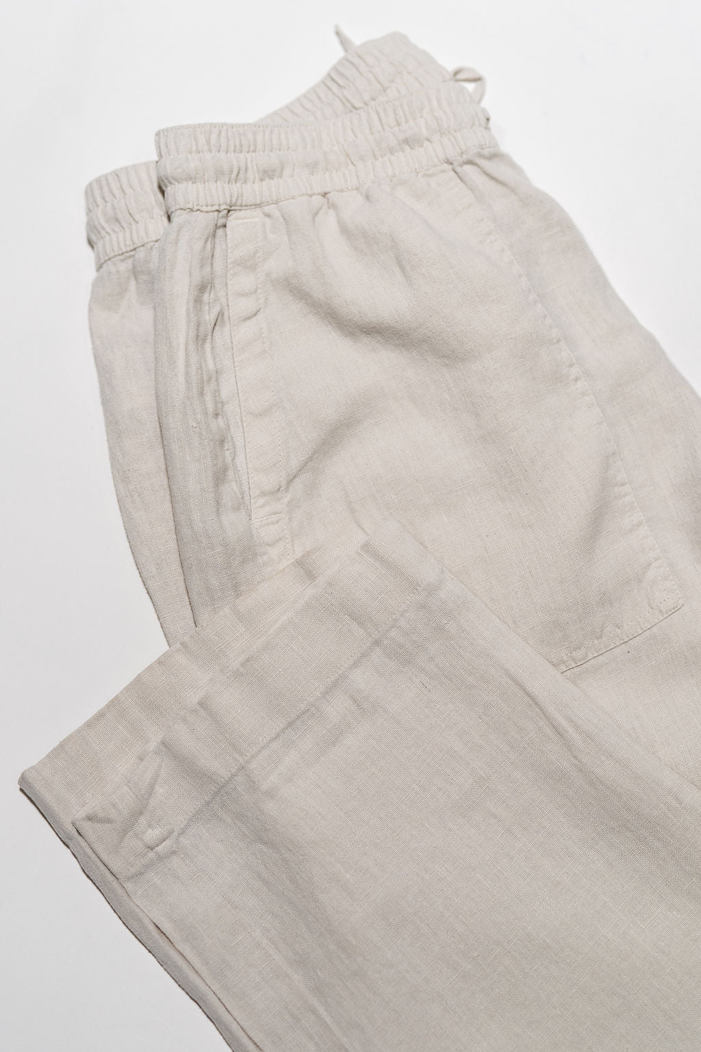 Merz b. Schwanen PANTS05LI Linen Workers Drawstring Pants - Light Stone - Image 7