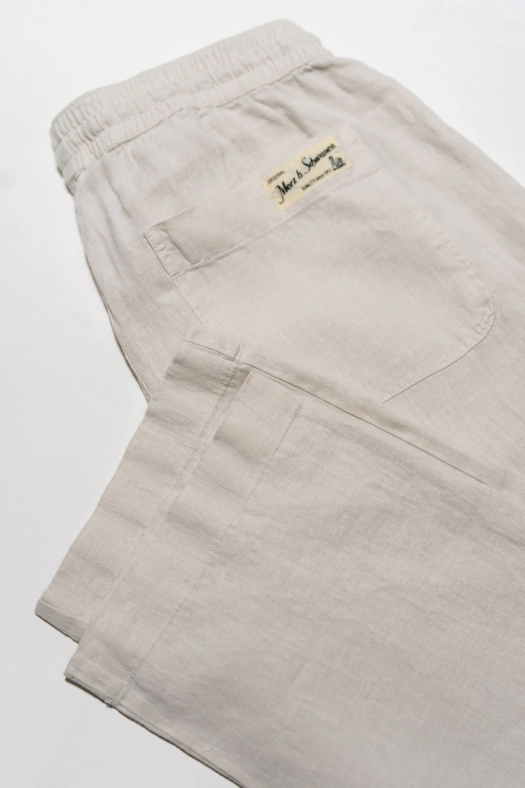 Merz b. Schwanen PANTS05LI Linen Workers Drawstring Pants - Light Stone - Image 8