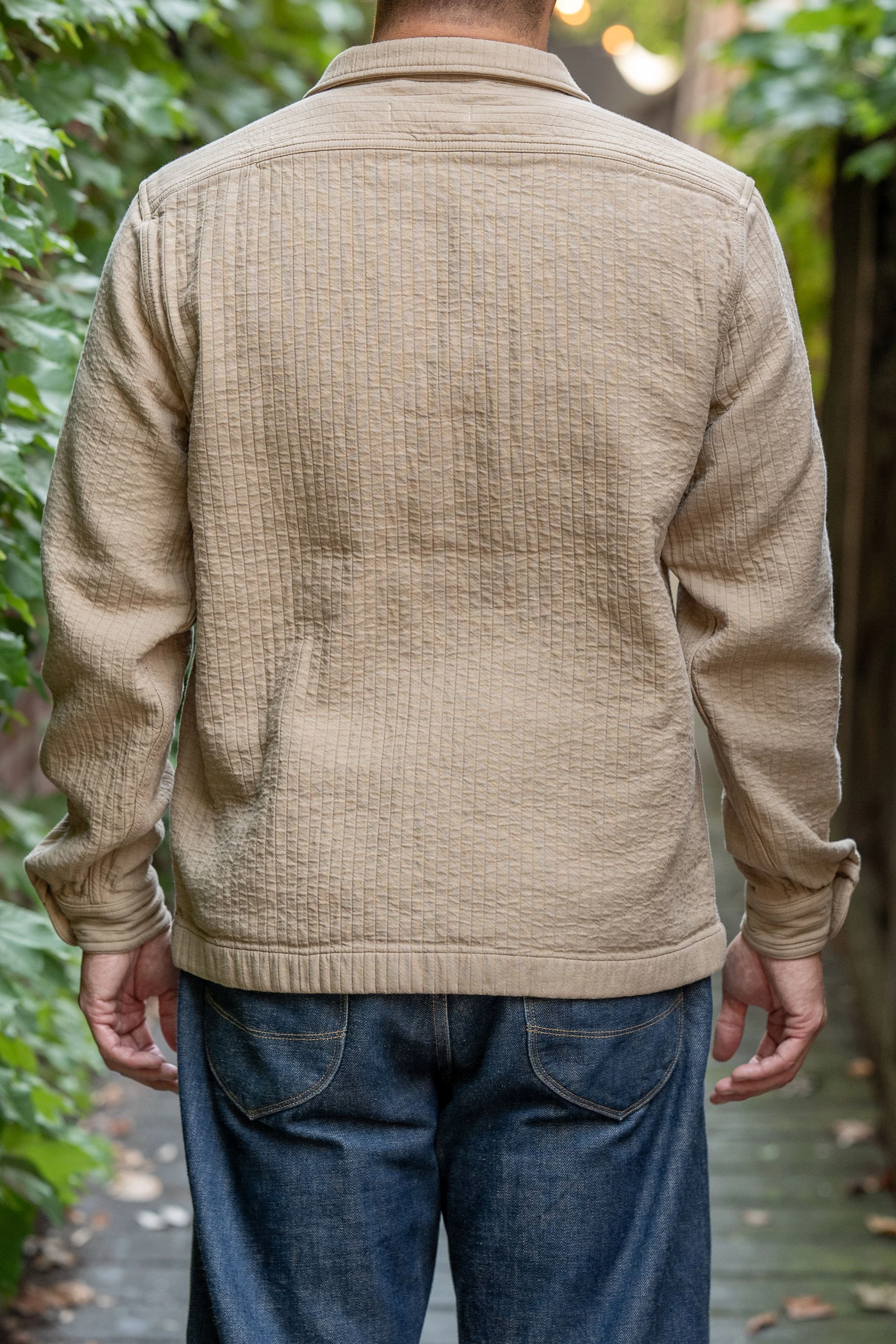 Merz b. Schwanen SHIRT06PAD Padded Shirt Loose Fit - Dusted Khaki - Image 3