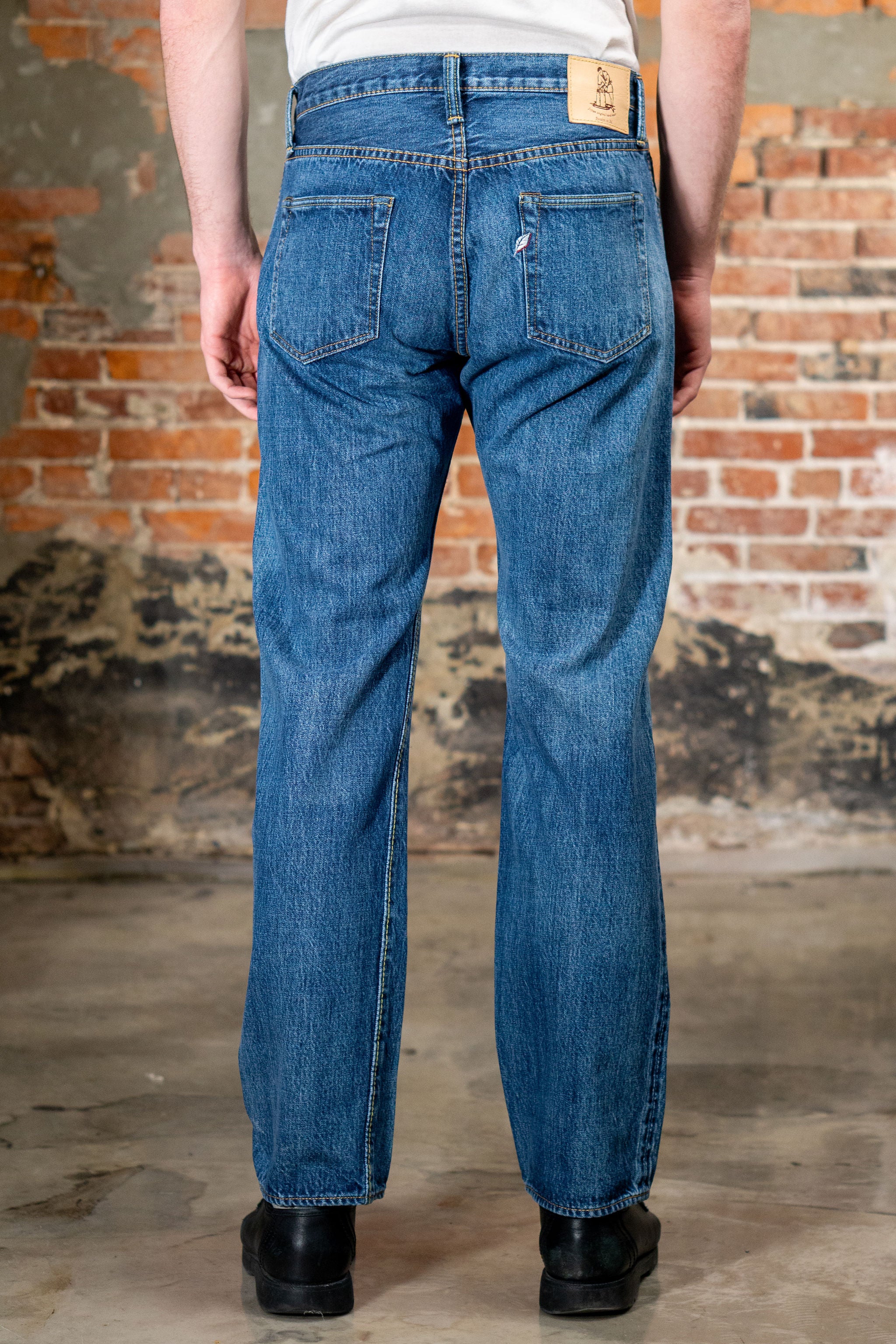 Pure Blue Japan USED-003-ID Regular Straight - 14oz Natural Used Wash Indigo x White - Image 3