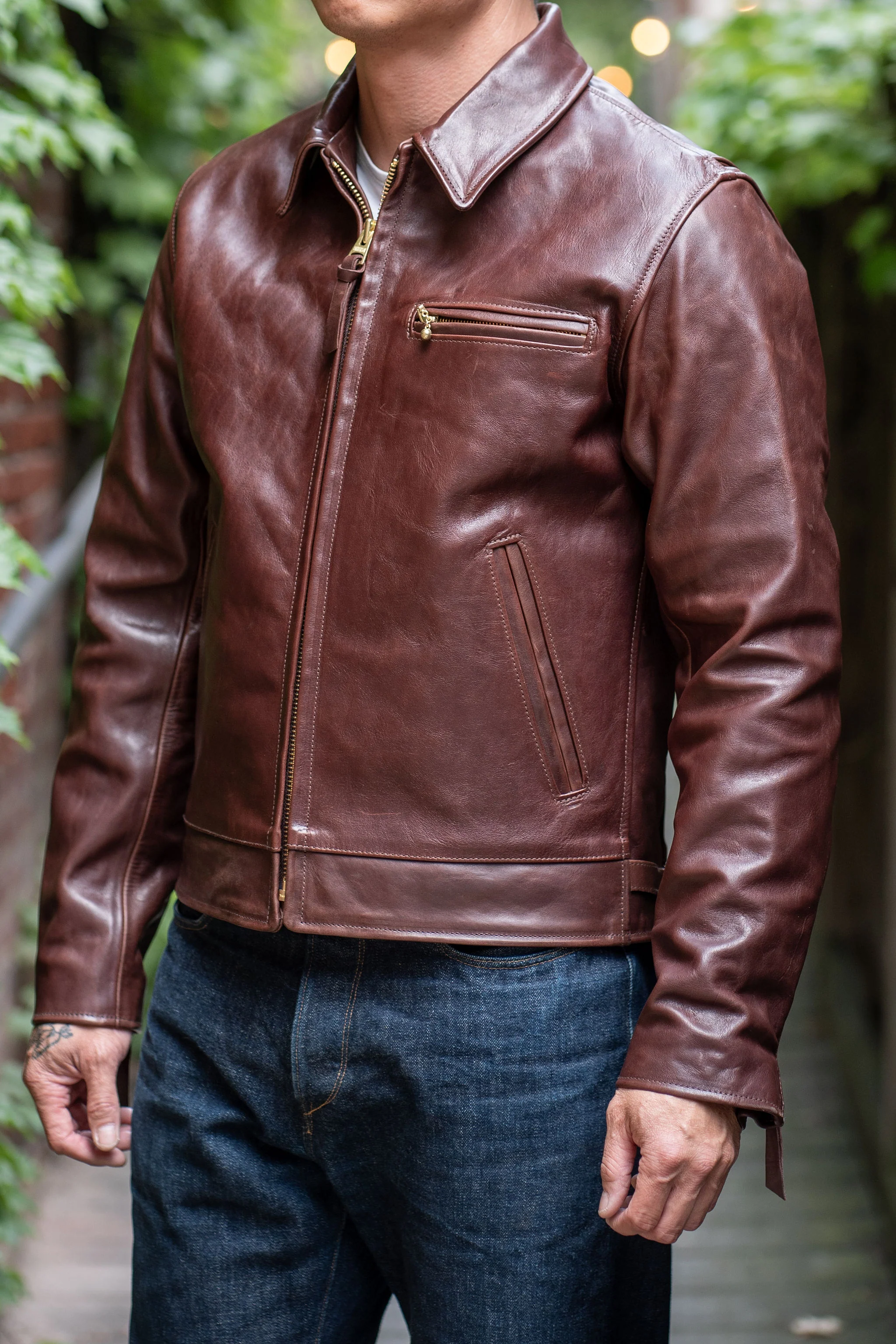 Simmons Bilt x Franklin & Poe Citywide Jacket - Japanese Brown Horsehide Leather - Image 2