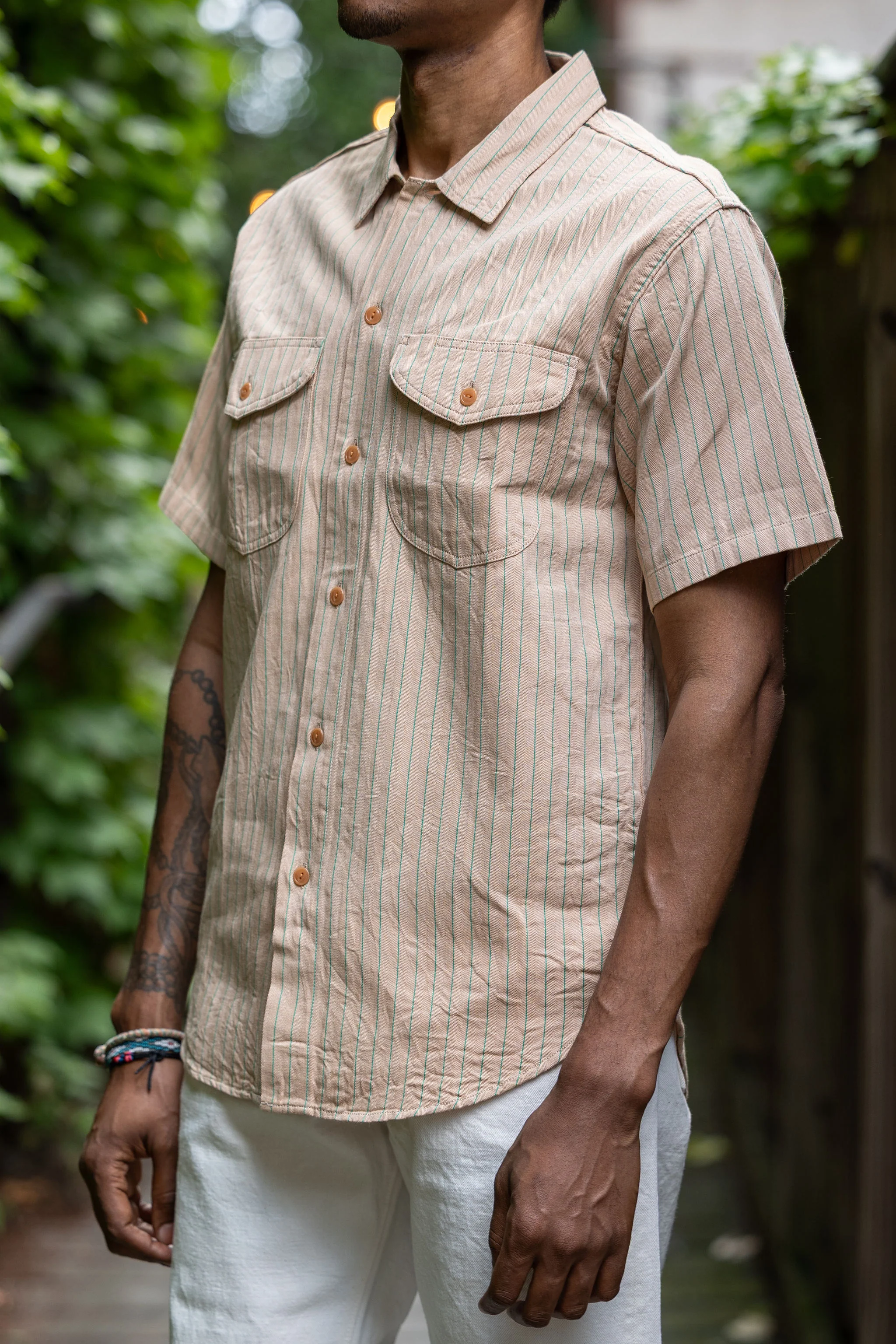 Sugar Cane Coke Stripe Work Shirt - Beige - Image 2