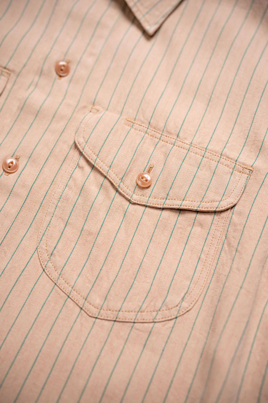 Sugar Cane Coke Stripe Work Shirt - Beige - Image 5