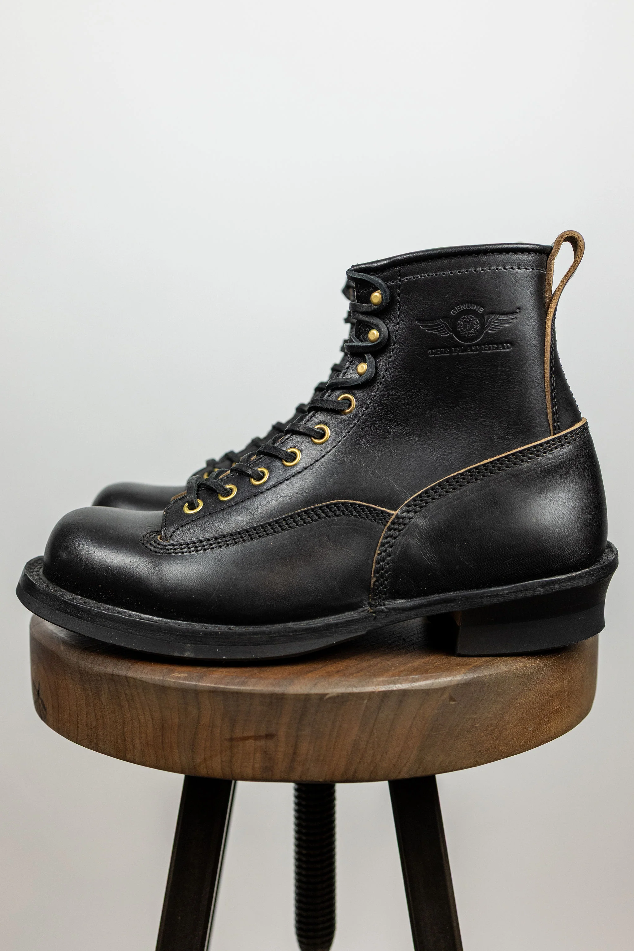 The Flat Head FN-FB-004 Horsehide Logger Boots - Black - Image 3