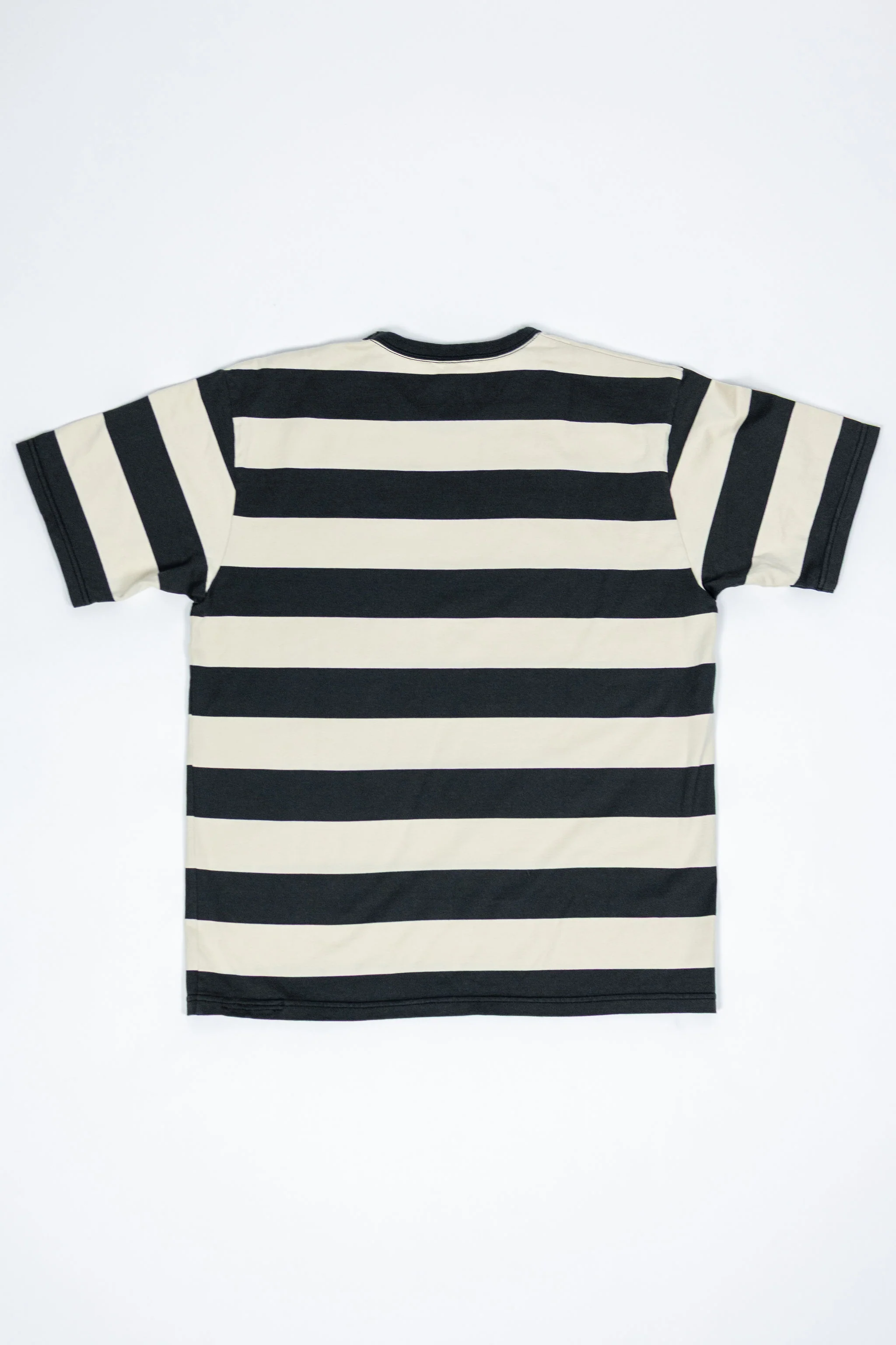The Flat Head FN-THB-002 Border T-Shirt - Ivory/Light Black - Image 3