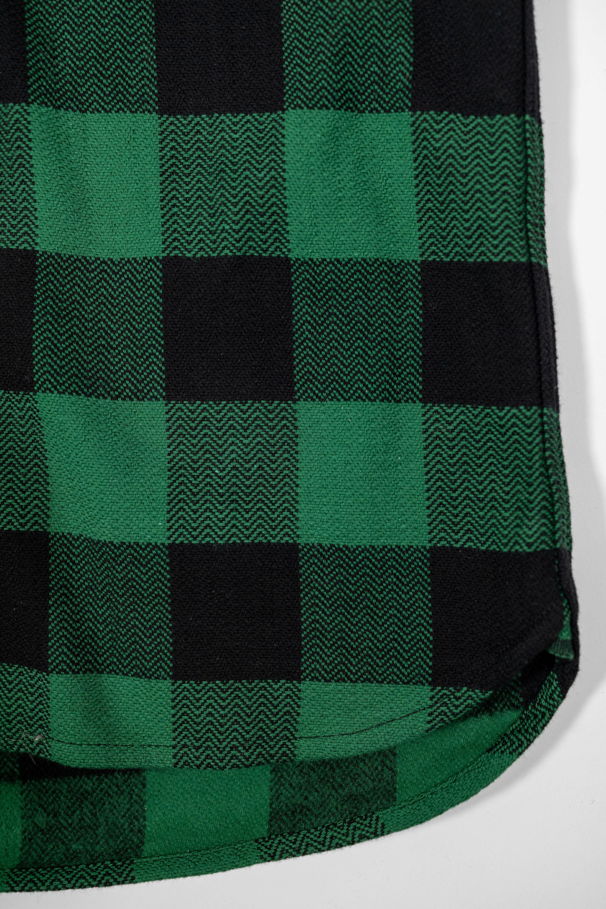 The Flat Head SNW-101L Block Check Western Flannel Shirt - Green/Black - Image 8