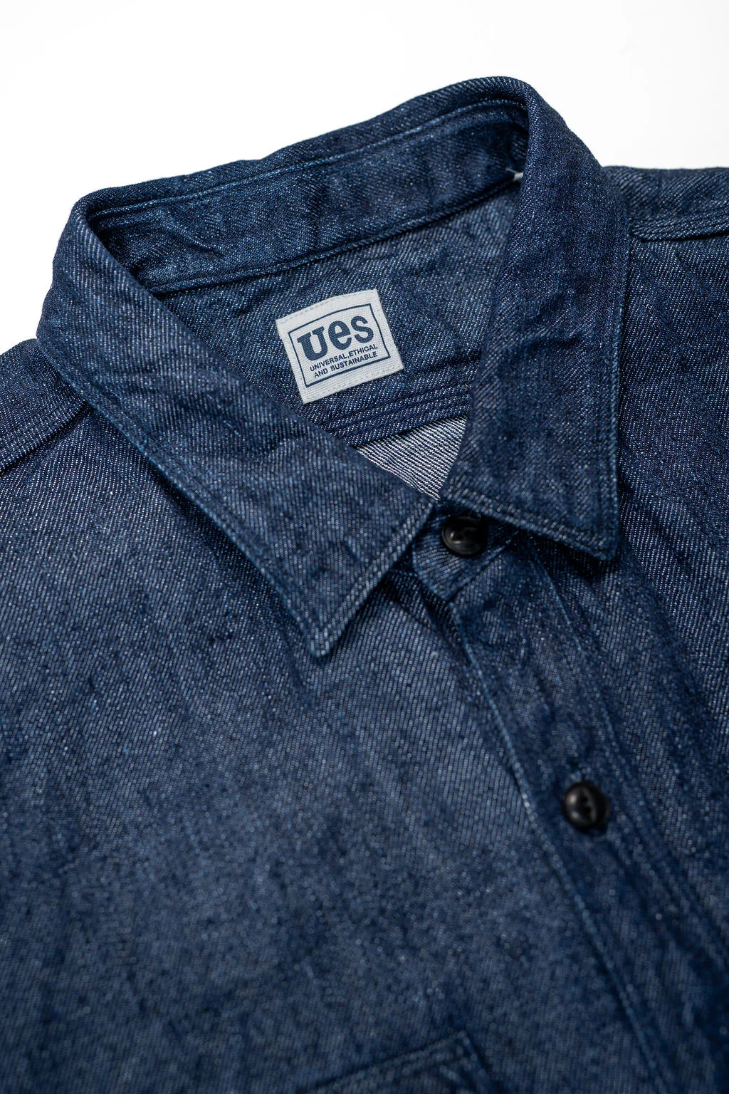 UES 502511 100% Linen Denim Shirt - Denim - Image 5