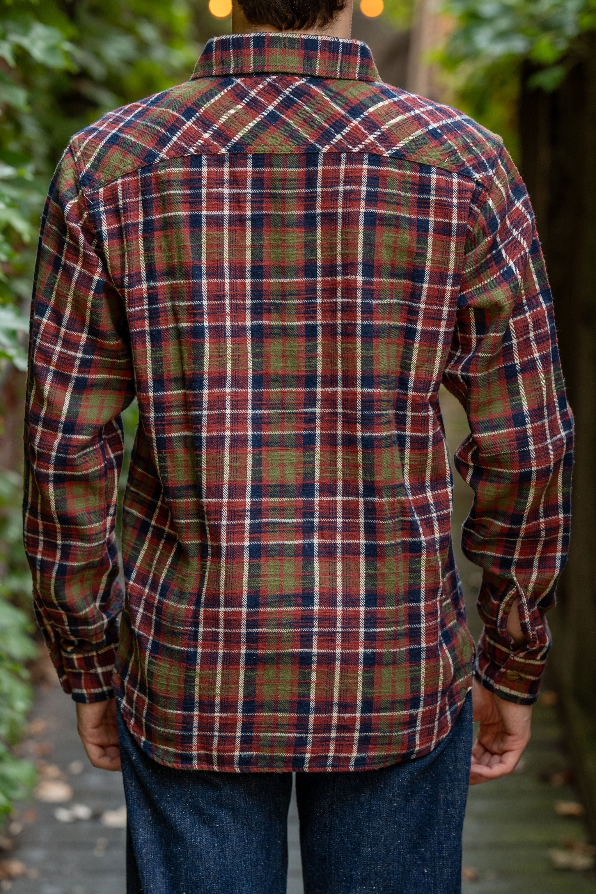 UES 502554 Slubby Flannel Shirts - Red - Image 3