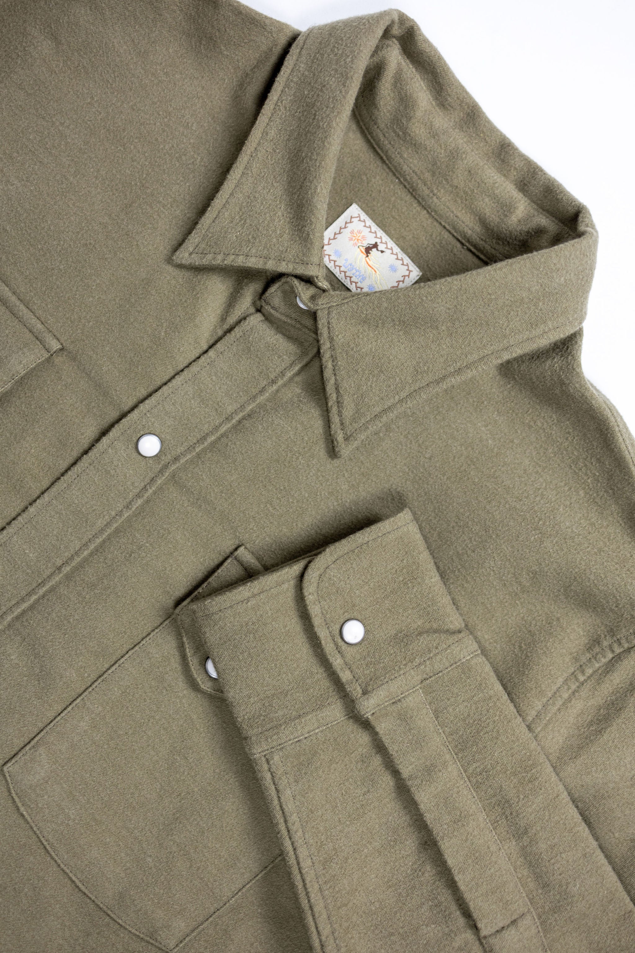 Wythe Moleskin Pearlsnap Shirt - Olive - Image 7