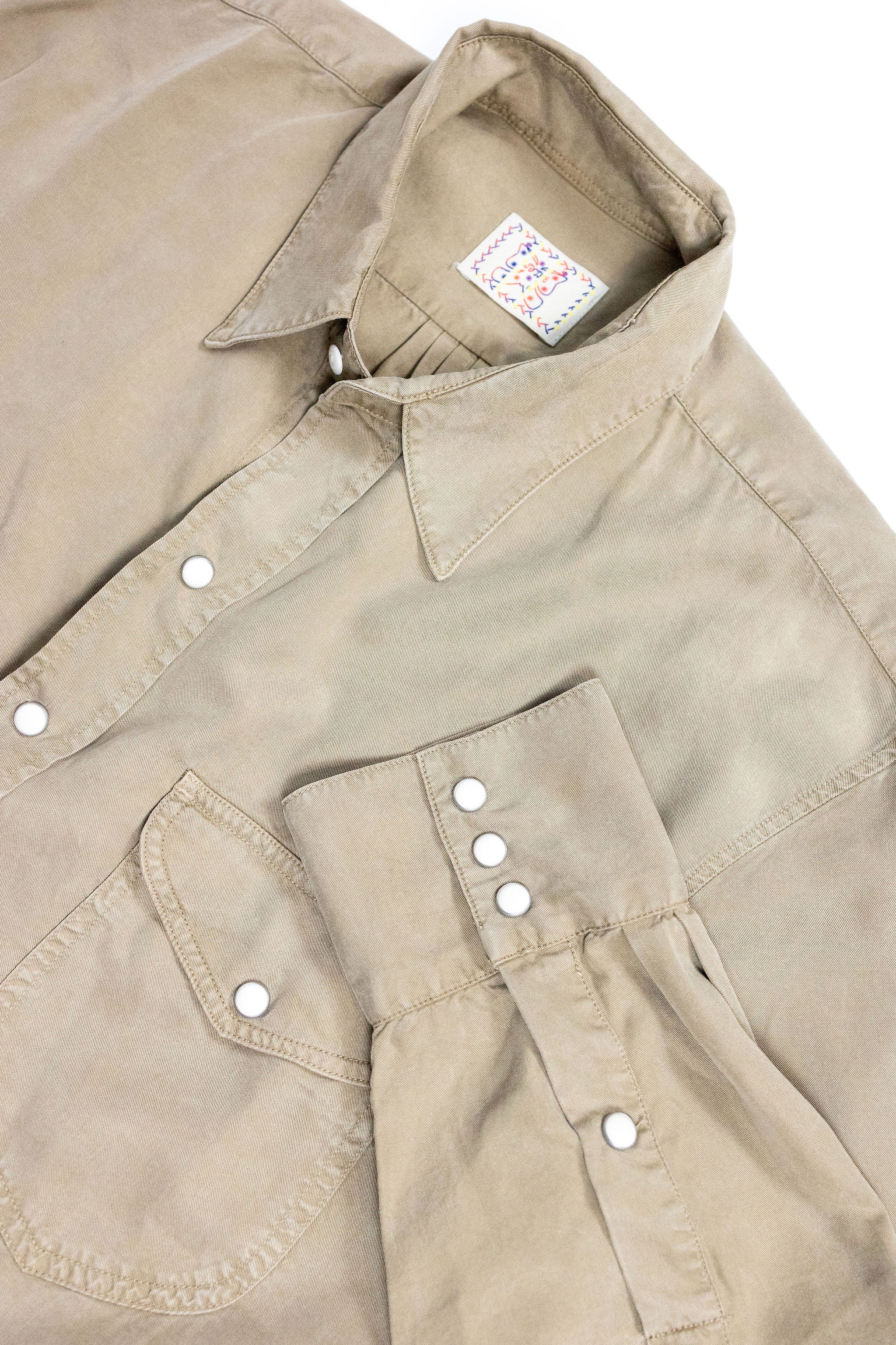 Wythe Tencel Gabardine Pearlsnap Shirt - Camp Khaki - Image 8